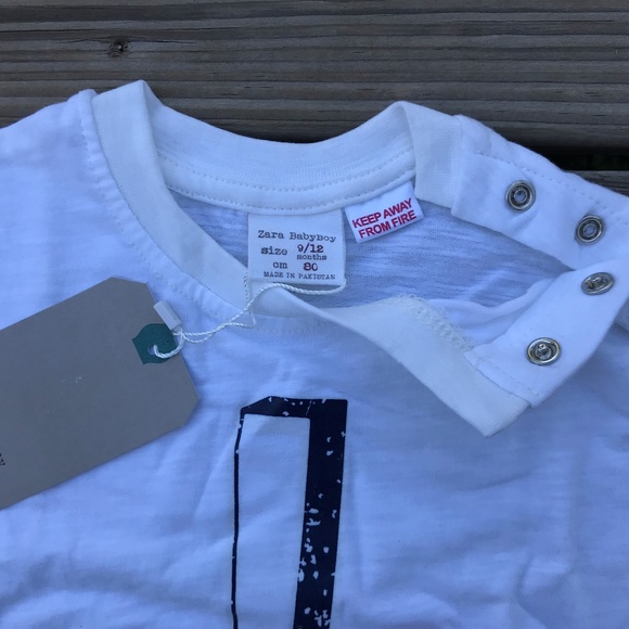 Zara Baby Boy Tee Shirt Top White 100% Cotton Top - Picture 3 of 7